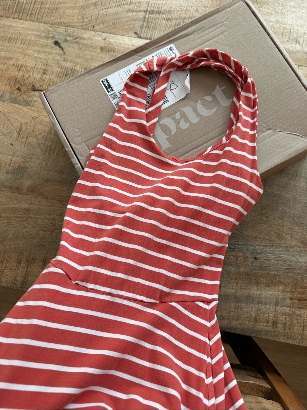 Pact Women's Red Stripe Maxi Dress - Picture 1 of 4